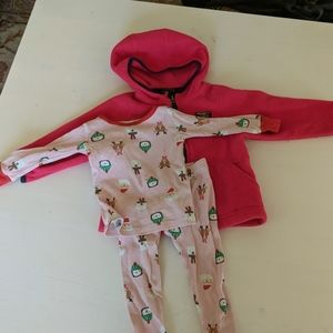 12-18 Mo Girls Xmas PJs  & LL Bean fleece jacket
